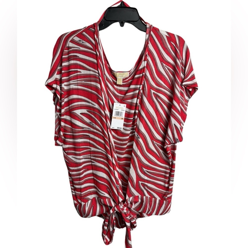 Michael Kors Plus Size Zebra Square Neck Top 2X NWT